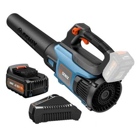 SENIX 20 Volt Max* Cordless Brushless Leaf Blower with 5.0Ah Battery & Charger Included, Variable Air Speeds Up To 450 CFM 100 MPH, BLAX2-M3 - 1543