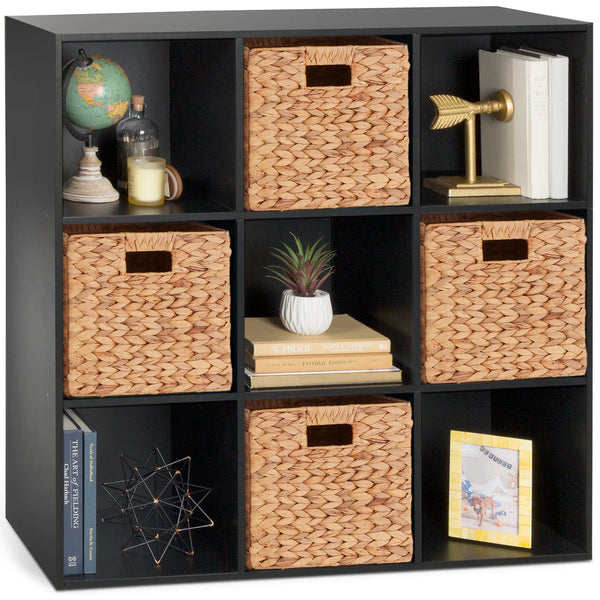 9-Cube Bookshelf Storage Display w/ 3 Removable Panels, Customizable Design - D23