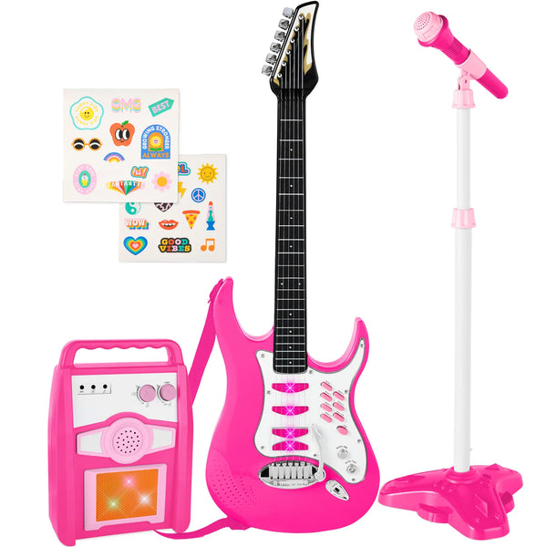 Kids Electric Guitar Toy Play Set w/ 6 Songs, Microphone, Amp - D14