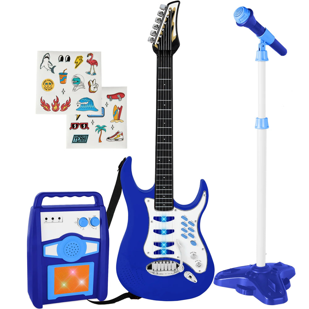Kids Electric Guitar Toy Play Set w/ 6 Songs, Microphone, Amp - D53
