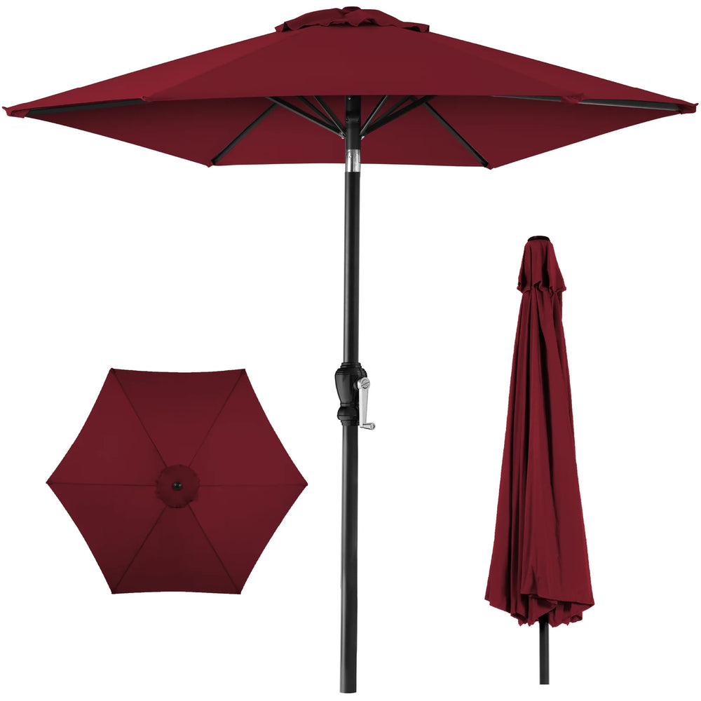 Outdoor Steel Market Patio Umbrella Decoration w/ Tilt, Crank Lift - 10ft - D54