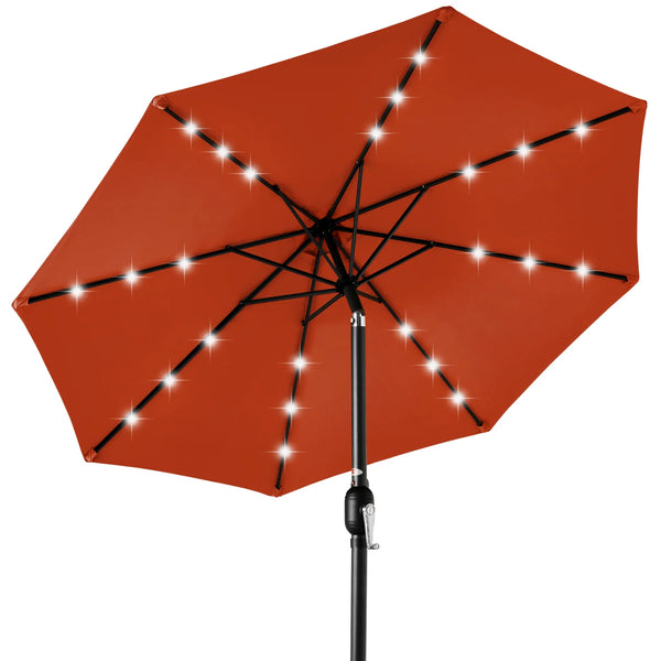 Solar LED Lighted Patio Umbrella w/ Tilt Adjustment, UV-Resistant - 10ft - D19