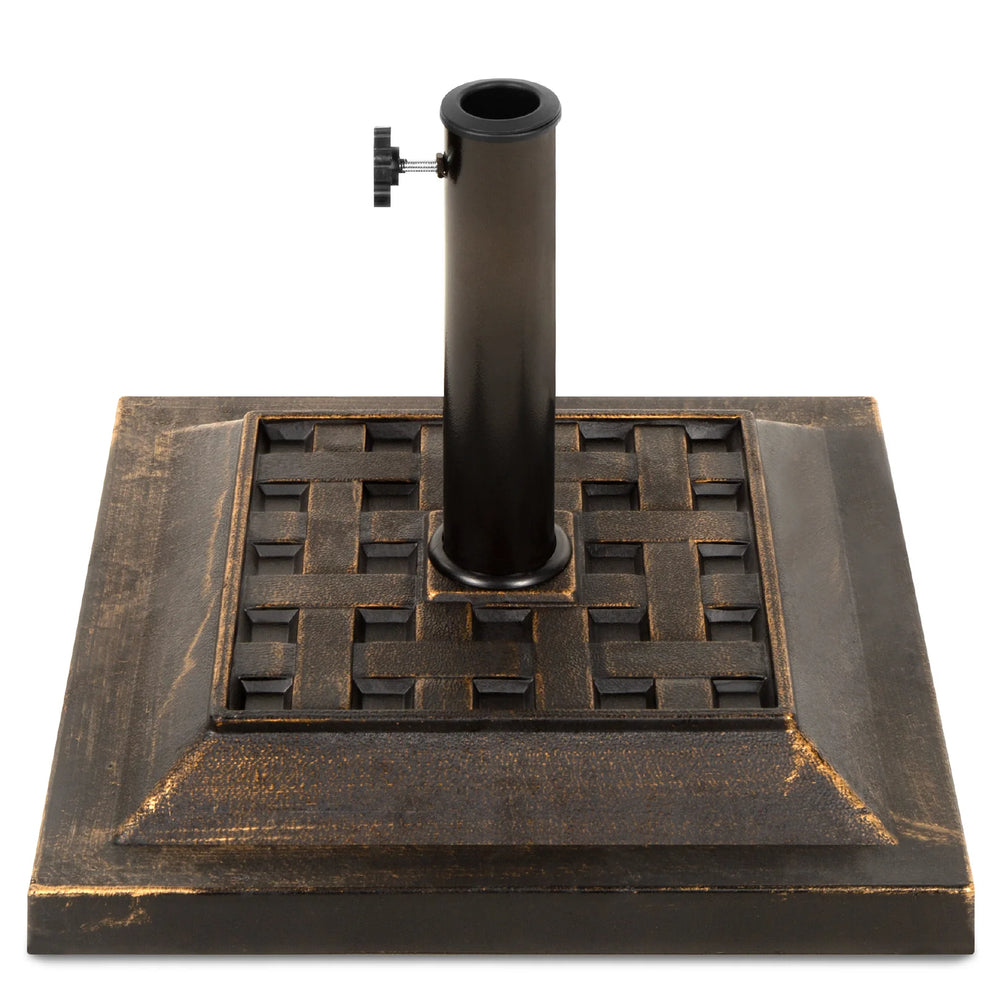 26lb Steel Square Patio Umbrella Base Stand, Basketweave Pattern - A20 Appears New