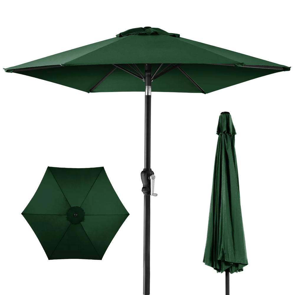 Outdoor Market Patio Umbrella w/ Push Button Tilt, Crank Lift - 7.5ft - J191
