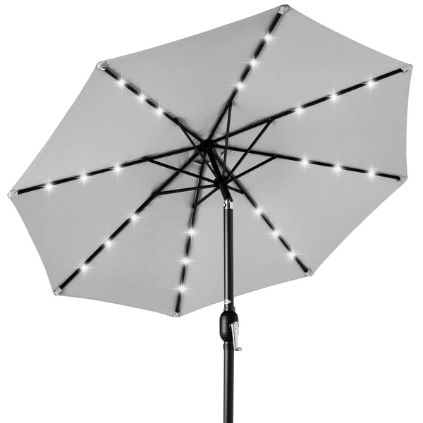 Solar LED Lighted Patio Umbrella w/ Tilt Adjustment, UV-Resistant - 10ft - J263