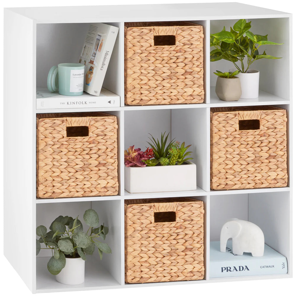 9-Cube Bookshelf Storage Display w/ 3 Removable Panels, Customizable Design - D42