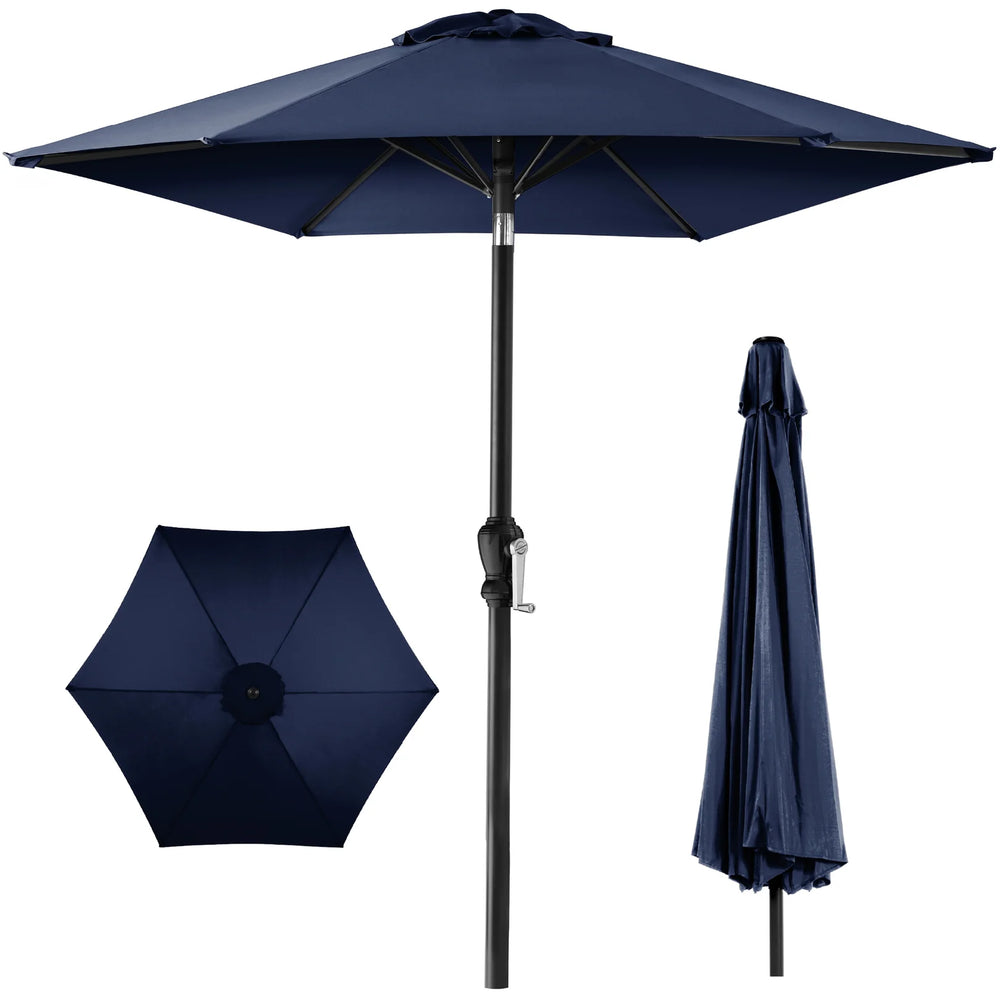 Outdoor Steel Market Patio Umbrella Decoration w/ Tilt, Crank Lift - 10ft - A29 Appears New