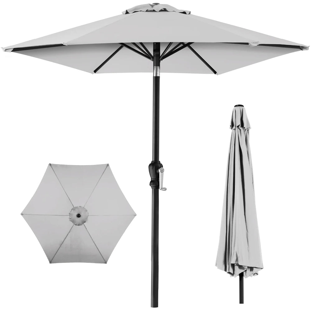 Outdoor Steel Market Patio Umbrella Decoration w/ Tilt, Crank Lift - 10ft - J121