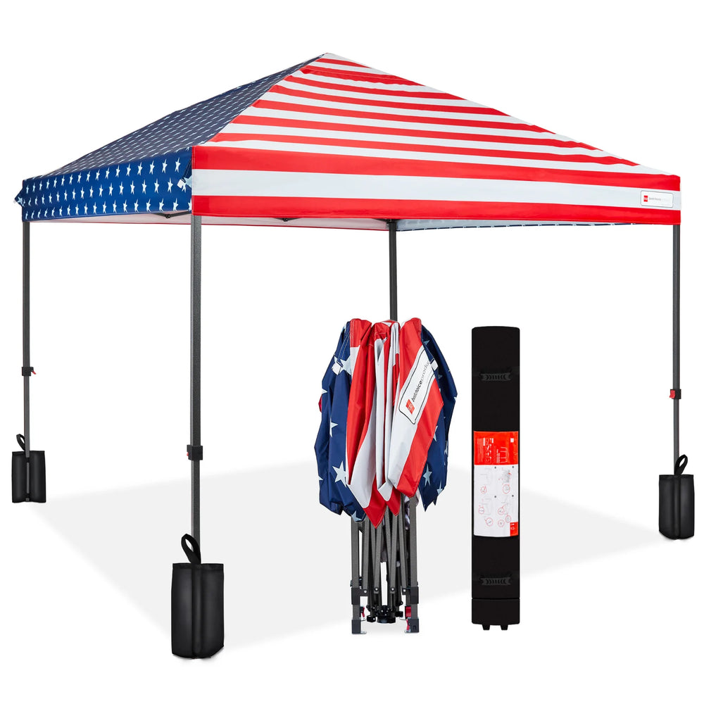 One-Person Setup Instant Pop Up Canopy w/ Case, 4 Weight Bags - 10x10ft - A35 Appears New