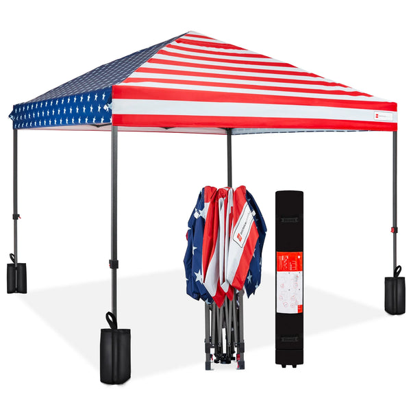 One-Person Setup Instant Pop Up Canopy w/ Case, 4 Weight Bags - 10x10ft - D26