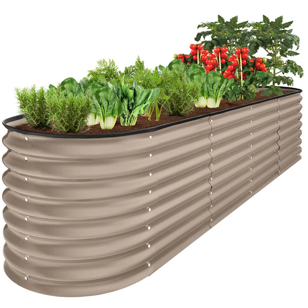 Metal Raised Garden Bed, Oval Outdoor Planter Box for Vegetables - 8x2x2ft - H43