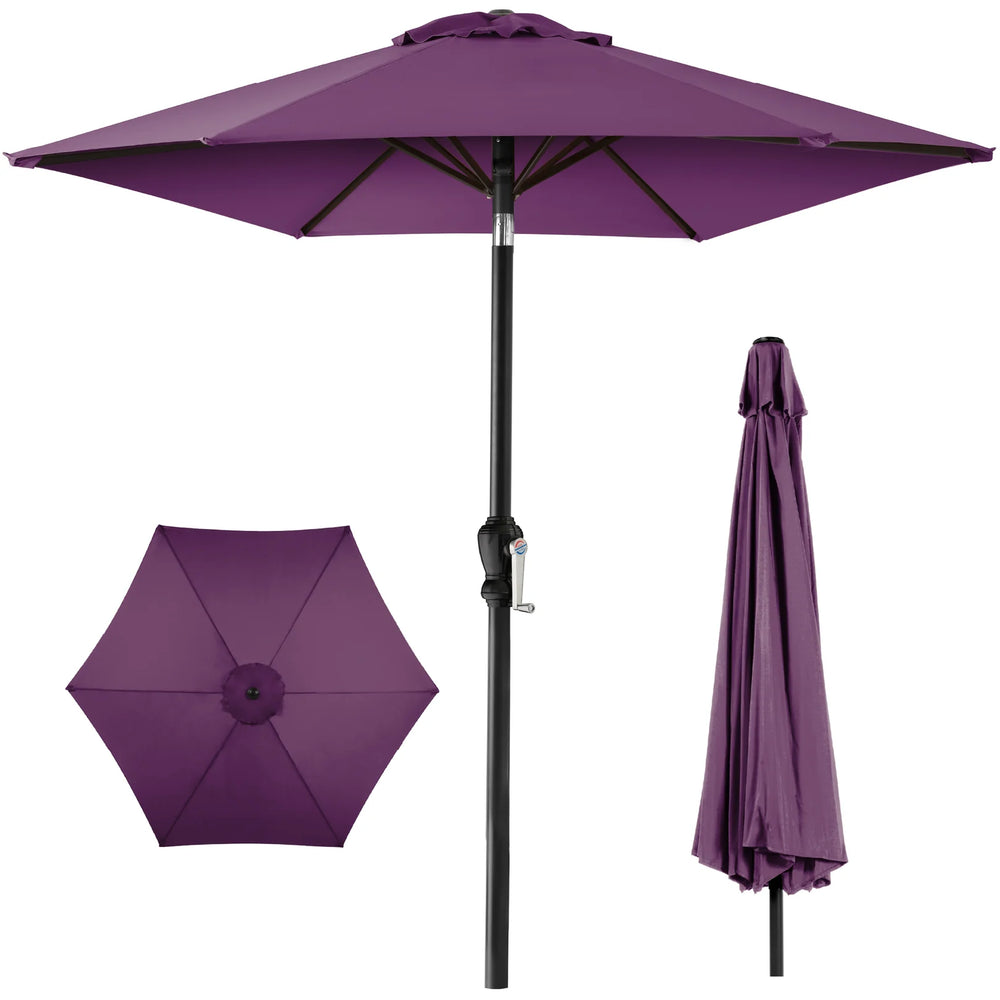 Outdoor Steel Market Patio Umbrella Decoration w/ Tilt, Crank Lift - 10ft - D67