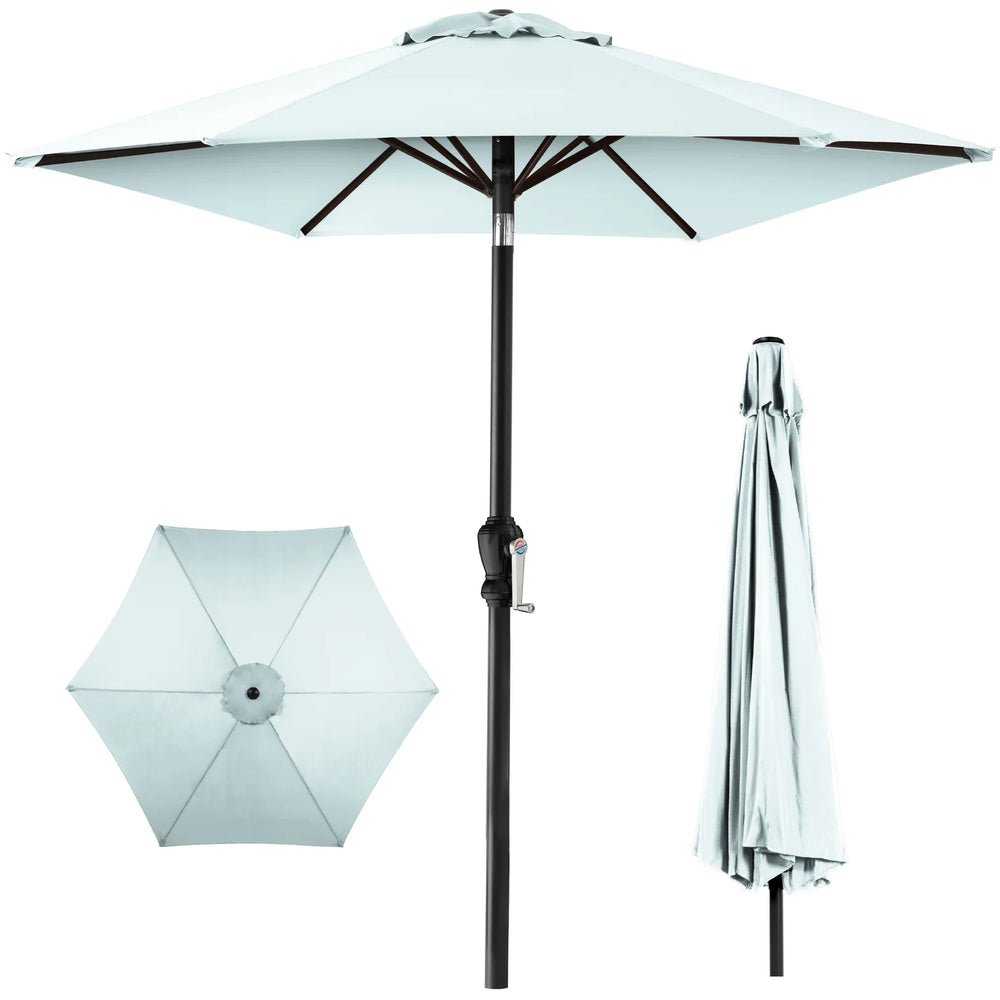 Outdoor Steel Market Patio Umbrella Decoration w/ Tilt, Crank Lift - 10ft - A25 Appears New