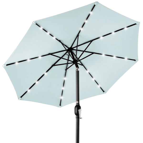 Solar LED Lighted Patio Umbrella w/ Tilt Adjustment, UV-Resistant - 10ft - H98