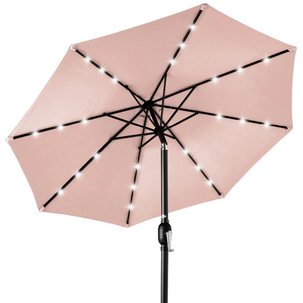 Solar LED Lighted Patio Umbrella w/ Tilt Adjustment, UV-Resistant - 10ft - D33