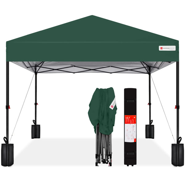 One-Person Setup Instant Pop Up Canopy w/ Case, 4 Weight Bags - 10x10ft - J145