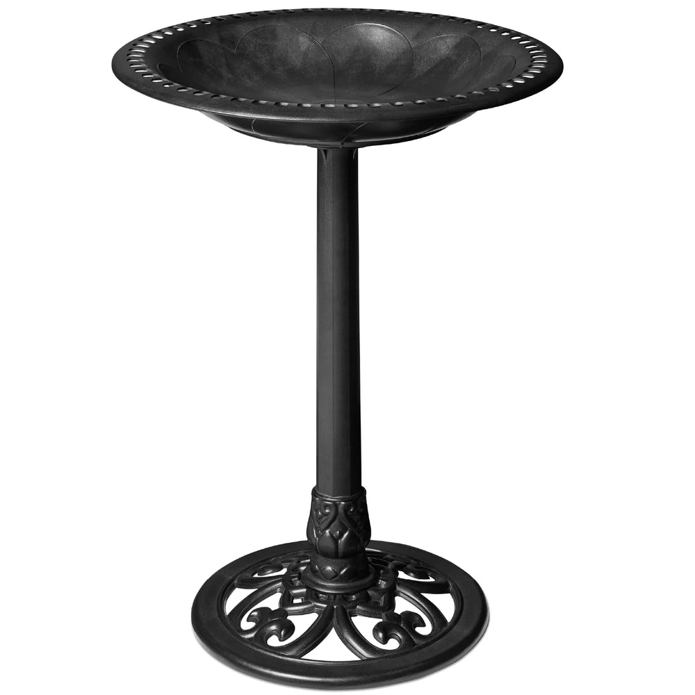 Vintage Outdoor Garden Bird Bath w/ Fleur-de-Lis Accents - H39