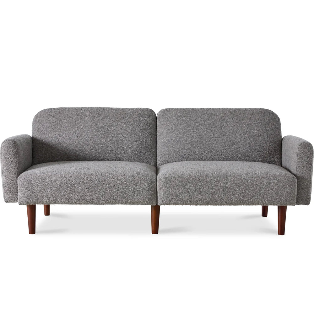 Curved Convertible Futon, Boucle Fabric Split-Back Sleeper Bed - D51