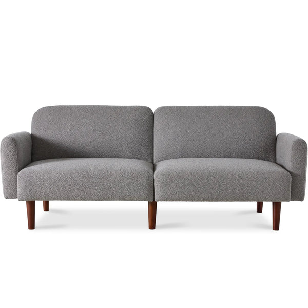 Curved Convertible Futon, Boucle Fabric Split-Back Sleeper Bed - D51