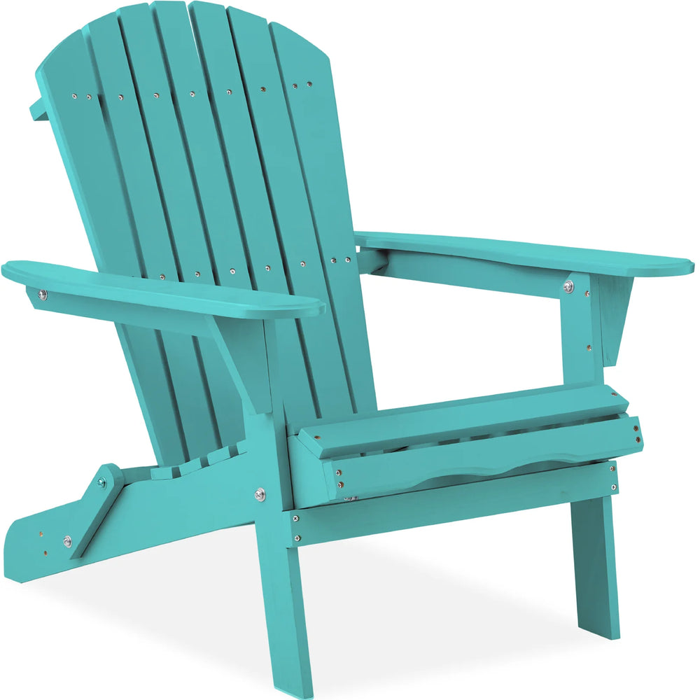 Folding Wooden Adirondack Chair, Accent Furniture w/ Natural Woodgrain - A37 Appears New