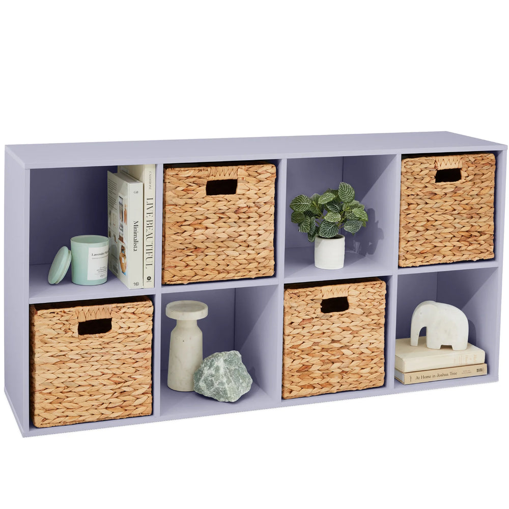 8-Cube Bookshelf, 11in Storage Display w/ Removable Panels, Customizable - D15