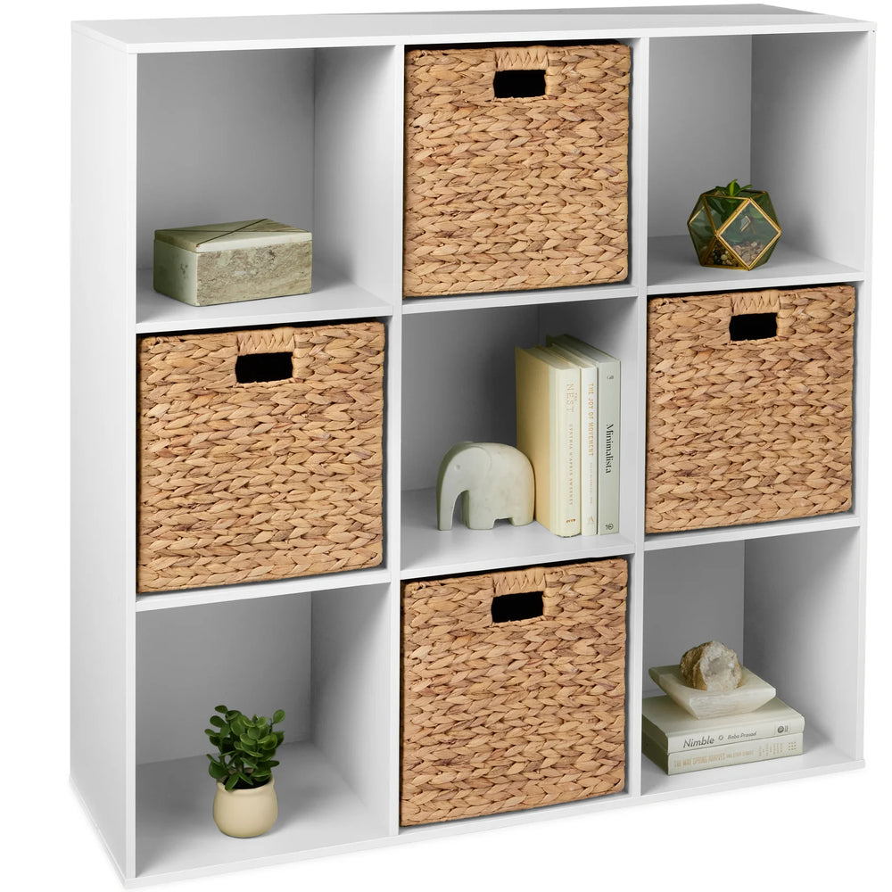 9-Cube Bookshelf, 13.5in Storage Display w/ Removable Panels, Customizable - D3
