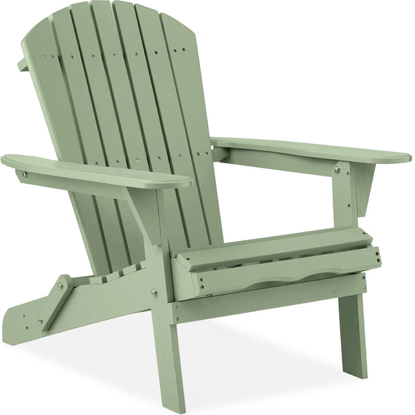 Folding Wooden Adirondack Chair, Accent Furniture w/ Natural Woodgrain - H112