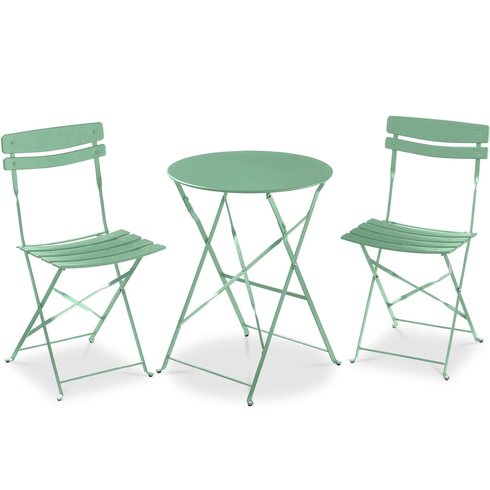 3-Piece Small Folding Patio Bistro Set w/ 2 Chairs - A26 Appears New