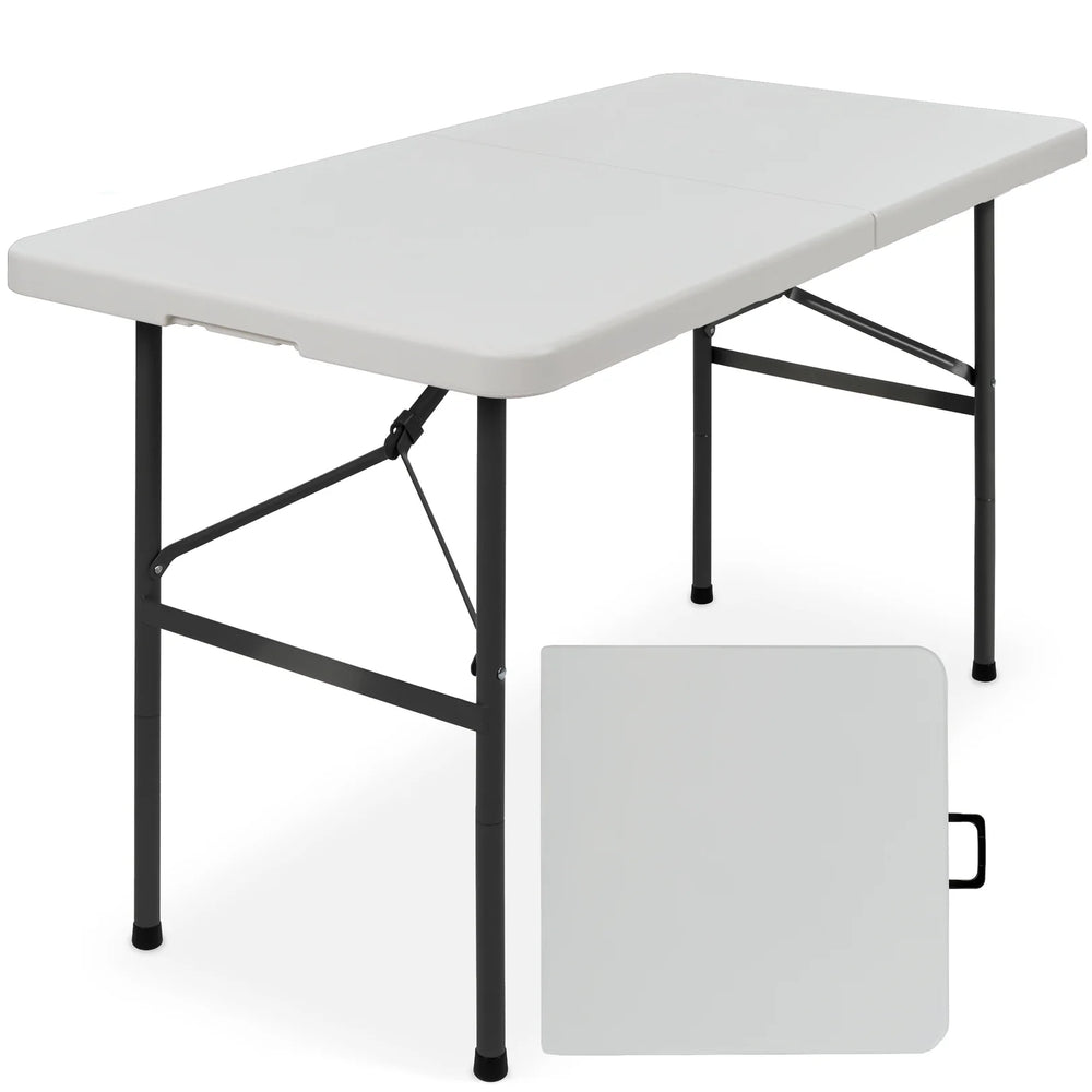 Portable Folding Plastic Dining Table w/ Handle, Lock - 4ft - A27 Appears New