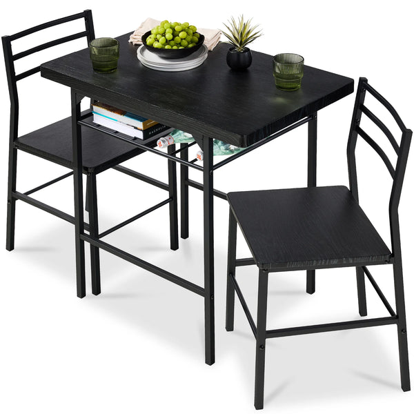 3-Piece Modern Square Dining Set w/ Storage Rack - D32