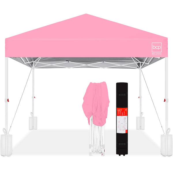 One-Person Setup Instant Pop Up Canopy w/ Case, 4 Weight Bags - 10x10ft - J137