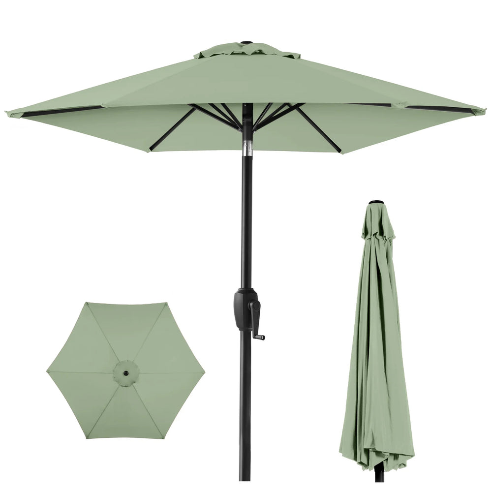 Outdoor Market Patio Umbrella w/ Push Button Tilt, Crank Lift - 7.5ft - D55
