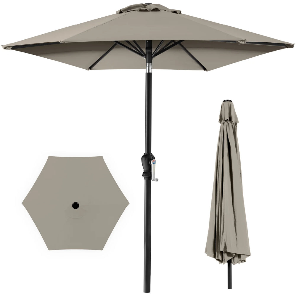 Outdoor Steel Market Patio Umbrella Decoration w/ Tilt, Crank Lift - 10ft - J134