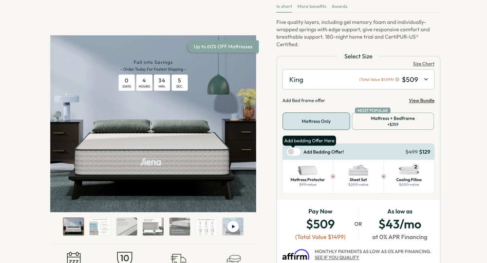 Sienna 10in Hybrid Plush Mattress - King