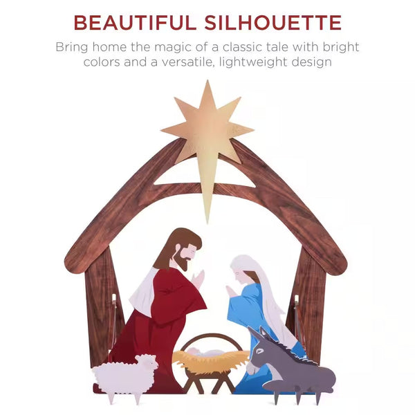 48 in. Christmas Outdoor Nativity Scene, Weather-Resistant Yard Decor - Multicolored - H4 - 1630