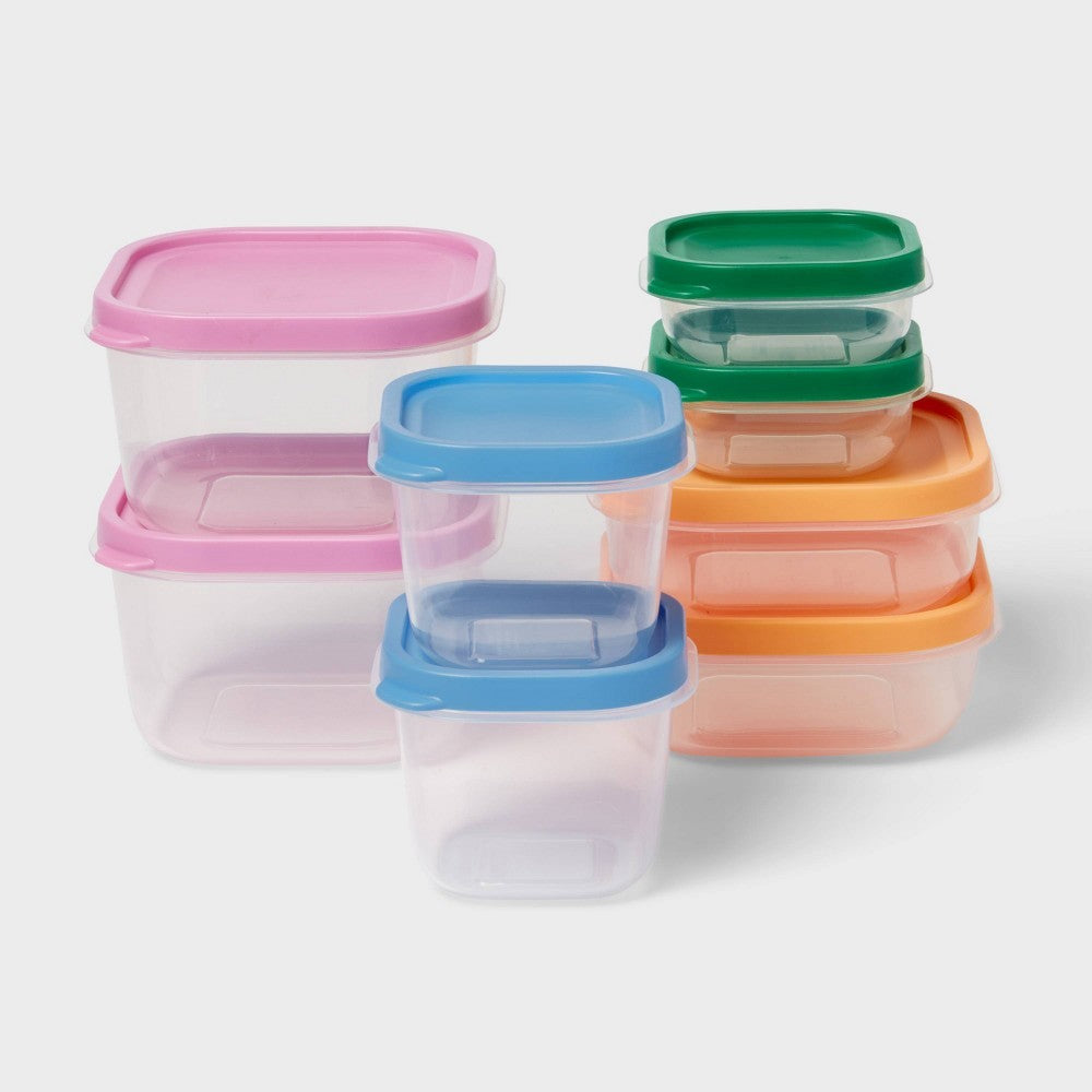 16pc (set of 8) Plastic Food Storage Container Set Yellow/Green - Room Essentials  - 962