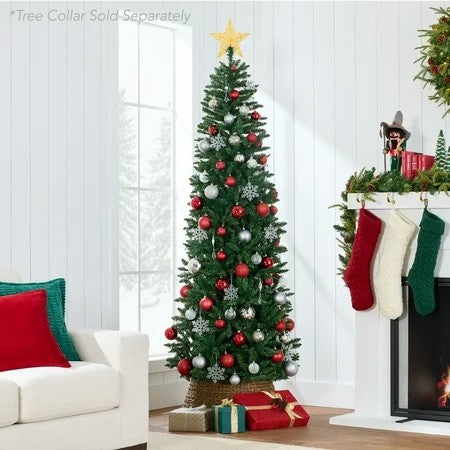Best Choice Products 6ft Unlit Pencil Christmas Tree, Spruce Style Holiday Decor w/ 618 Branch Tips, Metal Base 1744