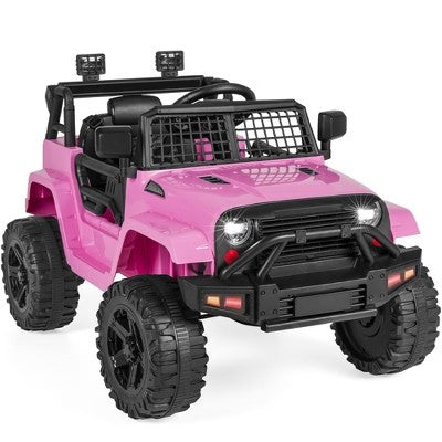Best Choice Products 12V Kids Ride On Truck Car w/ Parent Remote Control, Spring Suspension, LED Lights - Pink -M2-1544