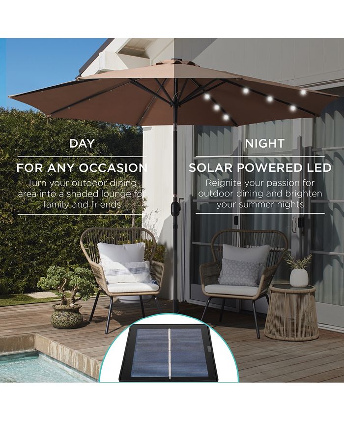 Best Choice Products 10ft Solar LED Lighted Patio Umbrella w/ Tilt Adjustment, UV-Resistant Fabric - Pink - K7 - 466