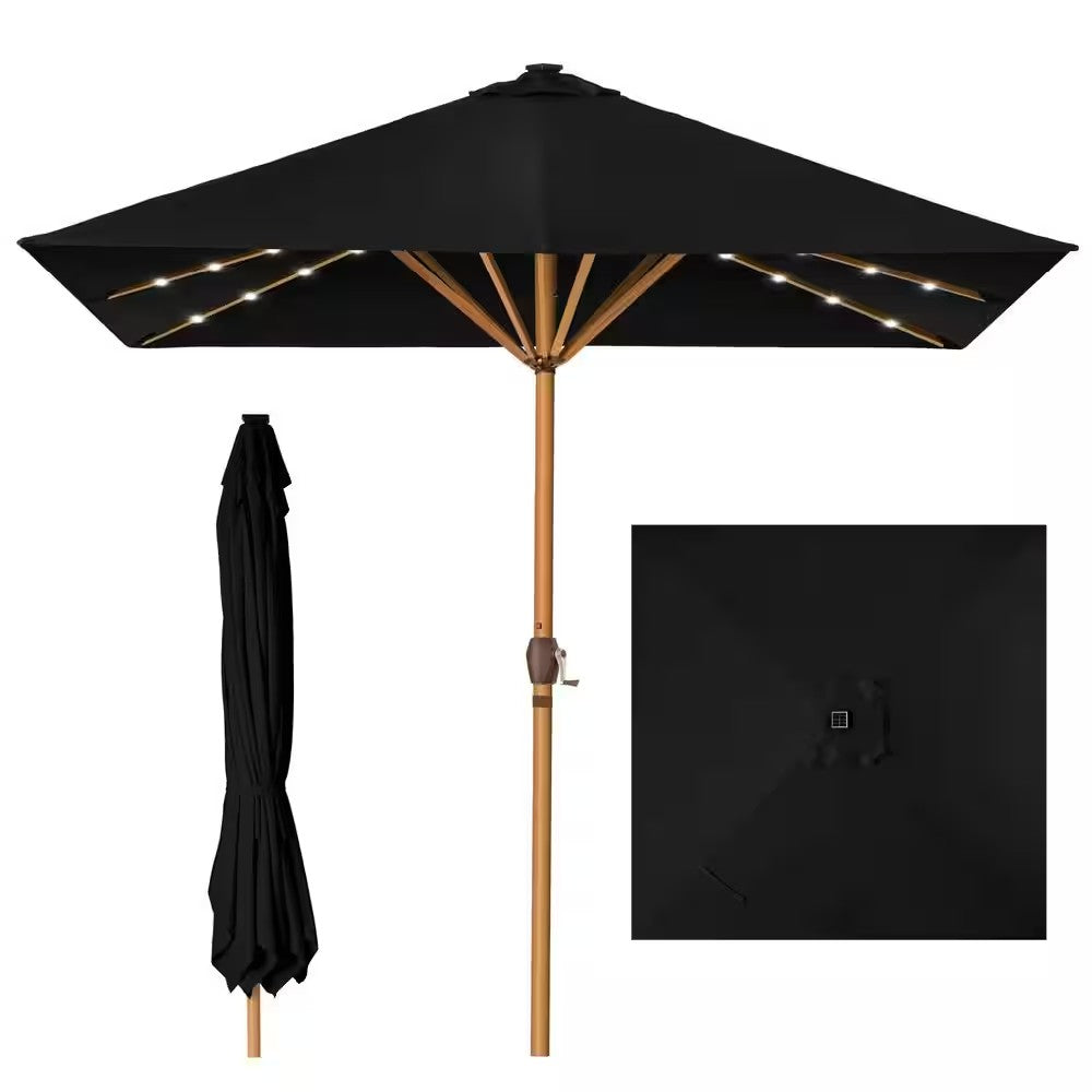 9 ft. Steel Market Patio Umbrella in Black -F5-2001