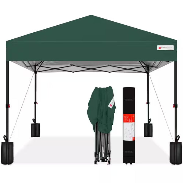 10 ft. x 10 ft. Dark Green Easy Setup Pop Up Canopy Instant Portable Tent with 1-Button Push and Carry Case M58