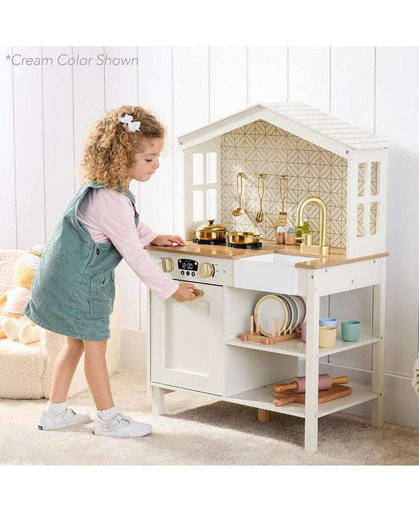 Best Choice Products Pretend Play Wooden Farmhouse Kitchen Set w/ Storage, Clicking Knobs, 5 Accessories - White - No Size - G1 - 1944