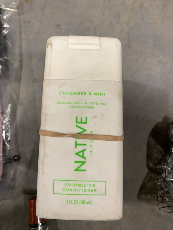 (Lot of 3) Native Travel Size Vegan Cucumber & Mint Natural Volume Conditioner, Clean, Sulfate, Paraben and Silicone Free - 3 fl oz - L6-1523
