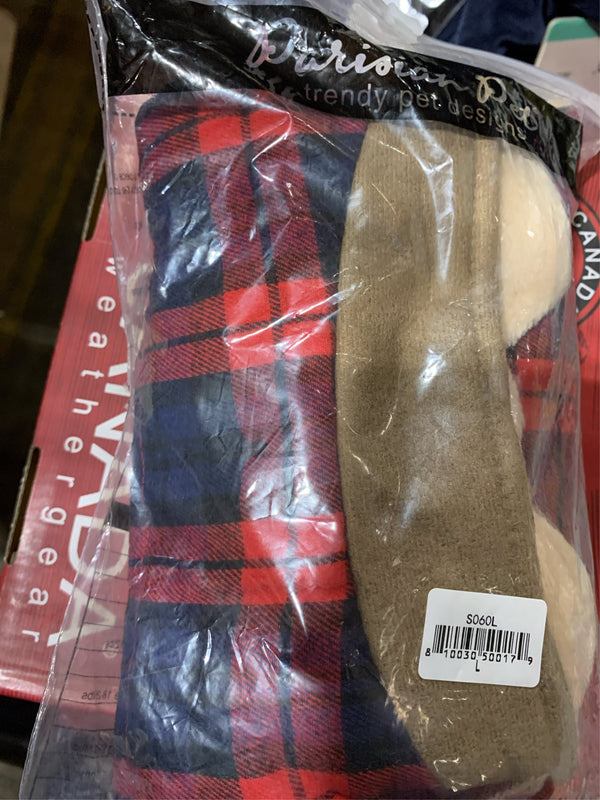 Parisian Pet Scottish Jacket Red Plaid - Red - L -E10-0197