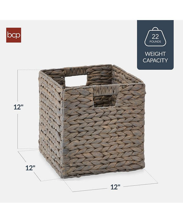 Best Choice Products 12x12in Hyacinth Baskets, Set of 5 Multipurpose Collapsible Organizers w/ Inserts - Gray -K7-0454