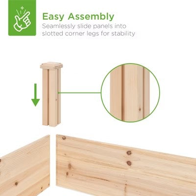 Best Choice Products 8x2ft Outdoor Wooden Raised Garden Bed Planter for Grass, Lawn, Yard - Natural - A13 - 713