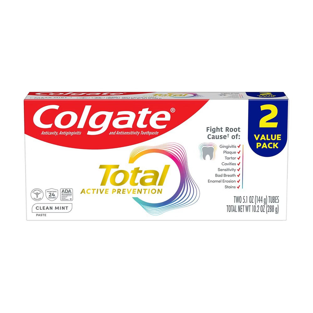 Colgate Total Active Prevention Clean Mint Toothpaste, 5.1 oz, 2 pk - C4 - 1354