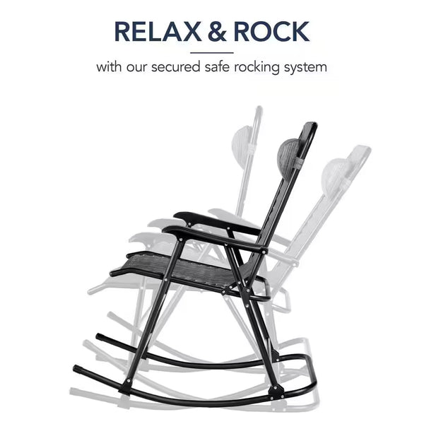 Steel Outdoor Zero Gravity Rocking Lawn Chair in Gray - J2 - 1953