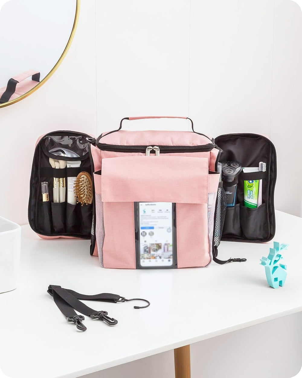 Baffect Hanging Shower Caddy Bag — Pink — F137