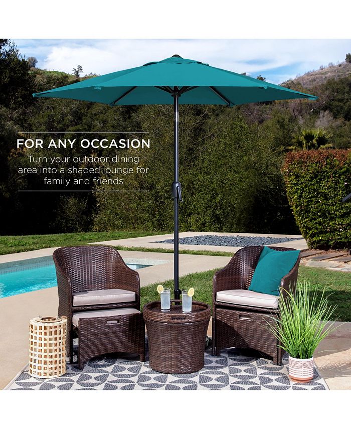 Best Choice Products 7.5ft Heavy-Duty Outdoor Market Patio Umbrella w/ Push Button Tilt, Easy Crank - Blue -J1-0324